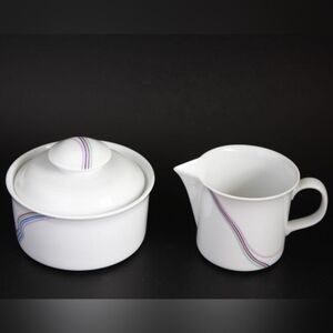 Vintage 1980s Rorstrand Sweden RAINBOW Cream & Sugar